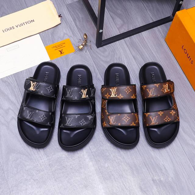 商品商标：Louis Vuitton 路易威登 拖鞋 正码码数 38-45 商品材料：精选牛皮印花材料 羊皮内里 原版大底 - 点击图像关闭