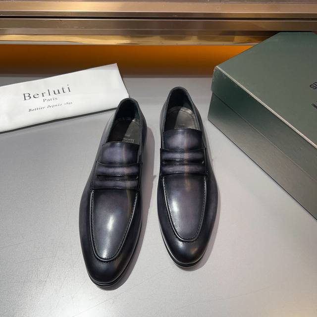 Berluti 高端精品 擦色手绘进口牛皮，意大利原版真皮大底，牛皮内里垫脚。 四季新款alessandro Demesure系列，专业的patina染色处理，