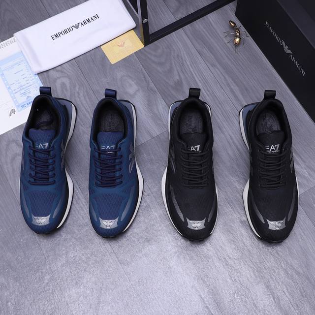 商品商标：Armani 阿玛尼 休闲鞋 正码码数 38－45 商品材料：精选牛皮拼接鞋面 透气网内里 防滑橡胶大底