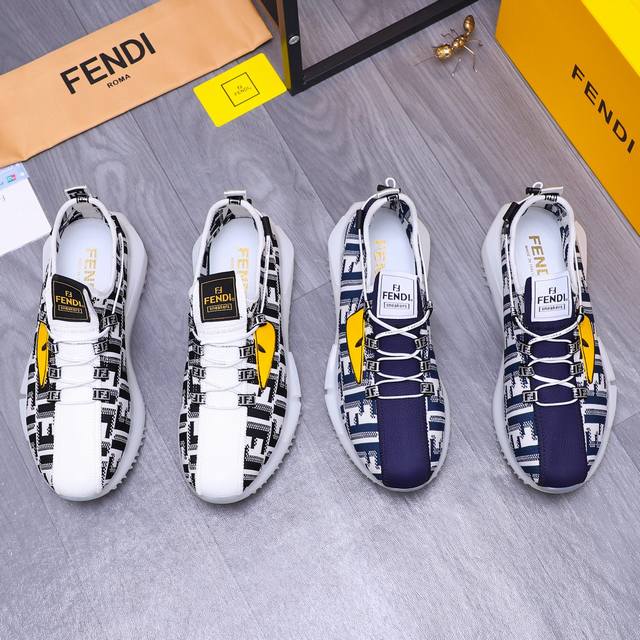 商品商标：Fendi 芬迪 休闲鞋 正码码数 38-44 商品材料：精选 牛皮拼接印花透气鞋面 牛皮鞋垫 橡胶大底