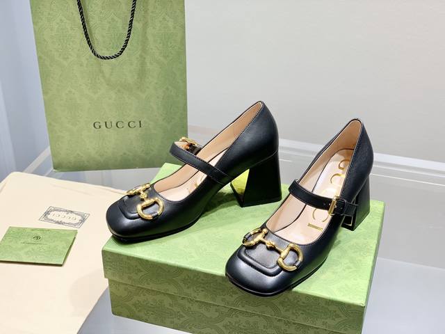 Gucci古奇22年夏季新款 Baby玛丽珍高跟单鞋 真皮底 跟高:7.5Cm 35-39 订做34.40无退换