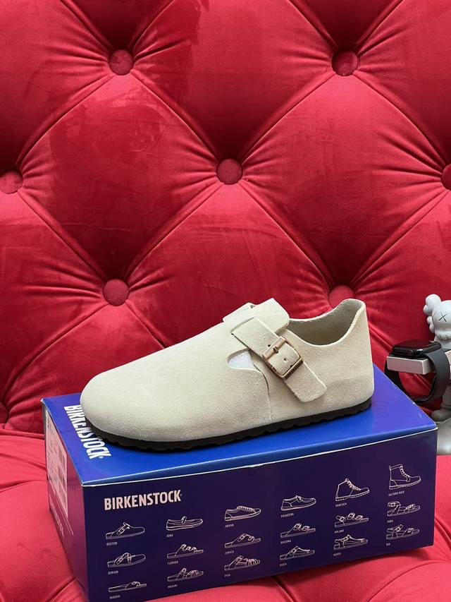 独家实拍 顶级版本 24Ss情侣德国birkenstock勃肯boston真皮包头软木拖鞋博肯沙滩情侣单鞋 多色选择！ 专柜包装！ 鞋面：原版牛皮京 垫脚牛皮京