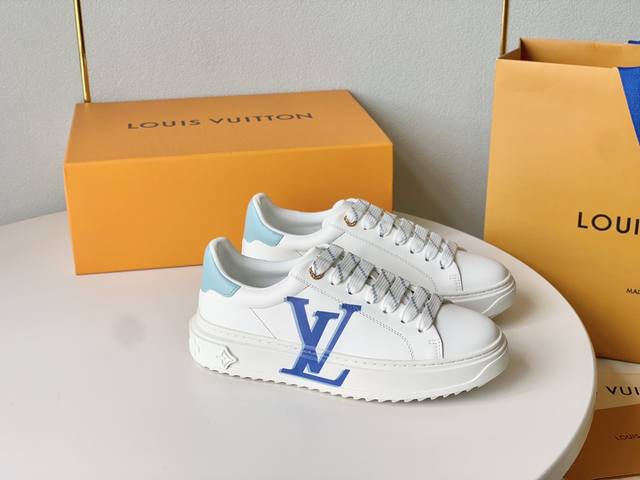 Lv 驴家ss23 Time Out 系列 水印标小白鞋 板鞋 运动鞋新品 色彩跳跃，吼吼看哦，增高效果不错 原版小牛皮材质，原版tpu鞋底 Size 35-4 - 点击图像关闭