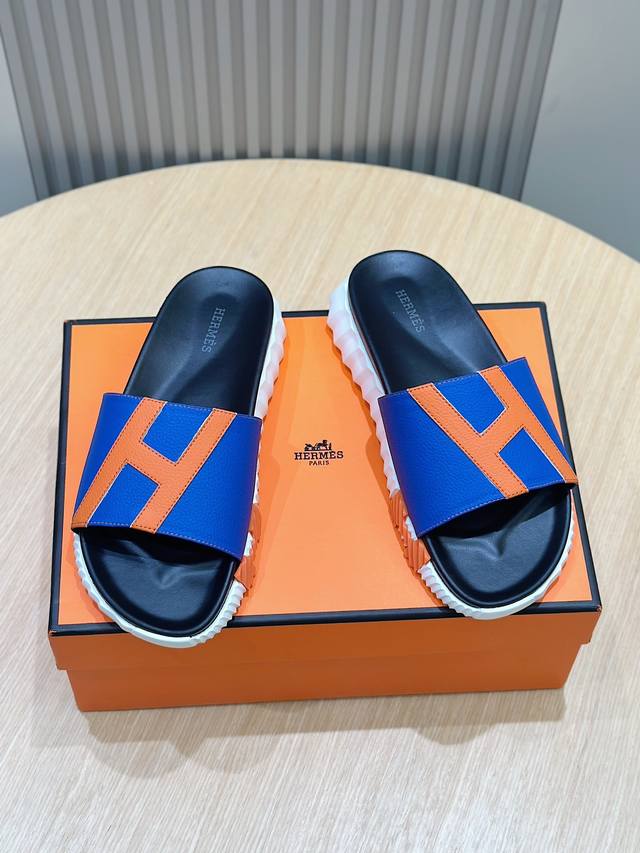 Hermès 顶级 Size:39-44 38.45 46定做 Herme*H家 爱马仕 男士凉鞋拖鞋-原版复刻 购入原版一比一打造，大底私模，每个颜色对应的