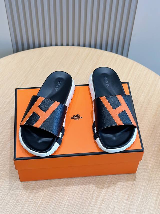 Hermès 顶级 Size:39-44 38.45 46定做 Herme*H家 爱马仕 男士凉鞋拖鞋-原版复刻 购入原版一比一打造，大底私模，每个颜色对应的