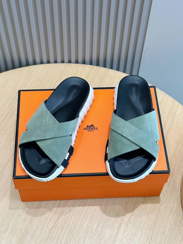 Hermès 顶级 Size:39-44 38.45 46定做 Herme*H家 爱马仕 男士凉鞋拖鞋-原版复刻 购入原版一比一打造，大底私模，每个颜色对应的