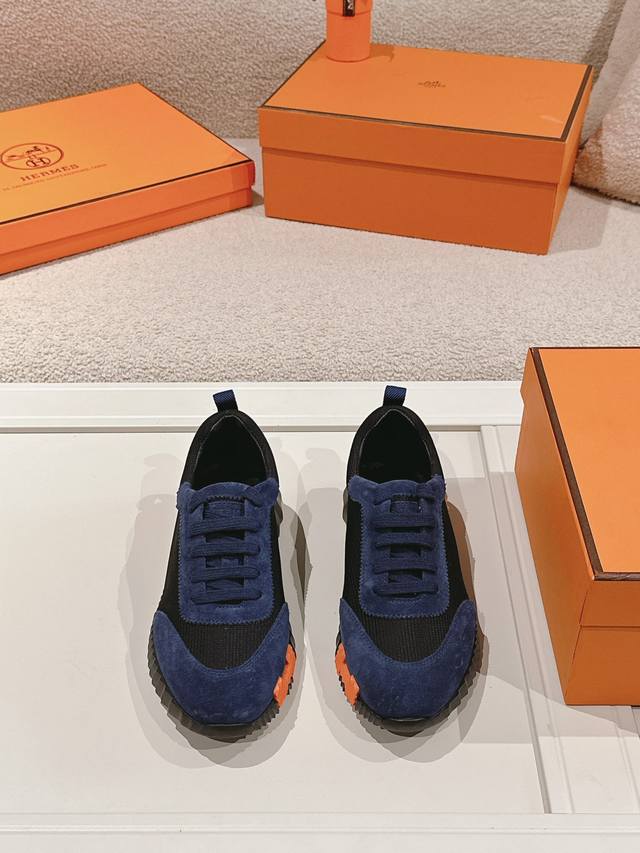 Hermes 皮面 ，情侣款，Size ：码数：35-44 45可订做 Hermes 爱马仕 顶级版本#经典情侣款 休闲运动鞋情侣款休闲之履运动老爹鞋结合高