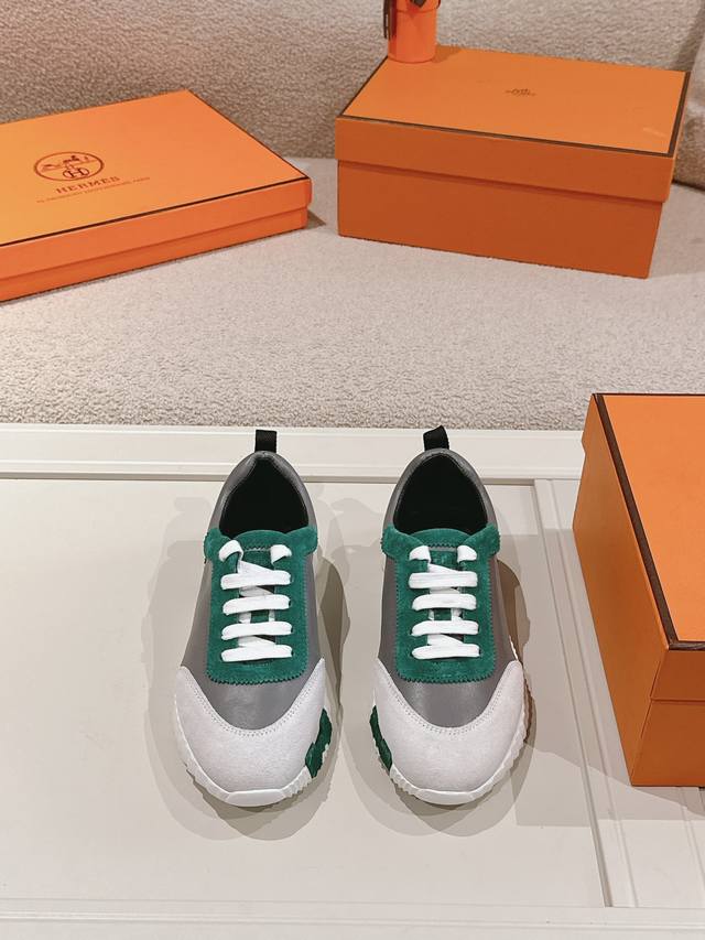 Hermes 皮面 ，情侣款，Size ：码数：35-44 45可订做 Hermes 爱马仕 顶级版本#经典情侣款 休闲运动鞋情侣款休闲之履运动老爹鞋结合高