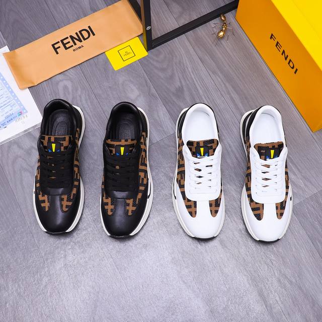 商品商标：Fendi 芬迪 休闲鞋 正码码数 38-44 商品材料：精选 头层牛皮拼接鞋面 羊皮内里 橡胶大底