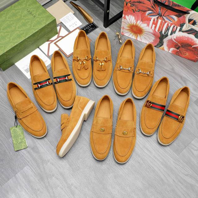 商品商标：Gucci 古驰 皮鞋 正码码数 39-44 38.45.46要订做 不退换 商品材料：精选磨砂牛皮鞋面 水染牛皮内里 橡胶大底