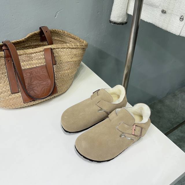 Birkenstock 24Ss秋冬新款勃肯鞋包头款舒适软木休闲毛毛包头半拖拖鞋！毛毛包子鞋！ 秉承着百年匠心精神与精湛工艺，选用优质的天然材料，打造出一双双简