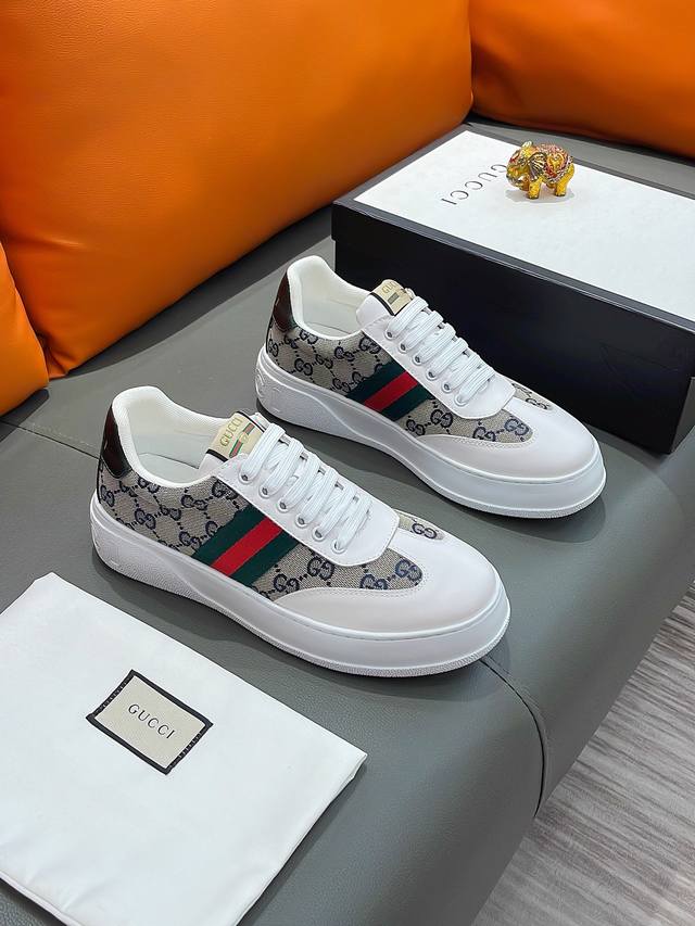 商品名称：Gucci 古驰 正规码数: 38-44 休闲鞋 商品材料：精选 牛皮鞋面，柔软羊皮内里；原厂大底。