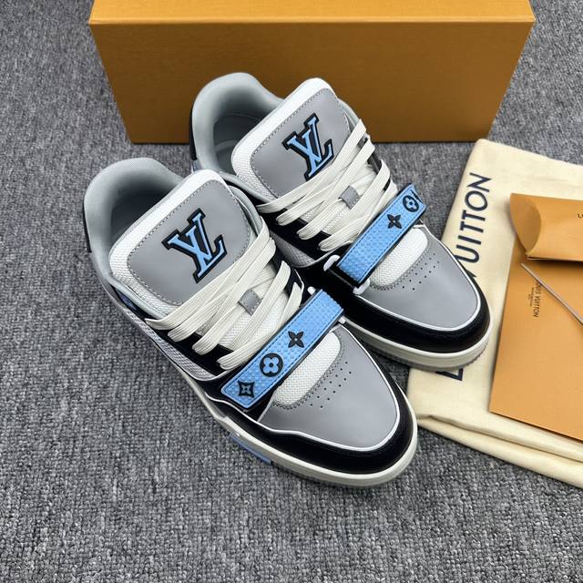 Lv 驴牌 Trainer 新款 黑蓝魔术贴 38-44码