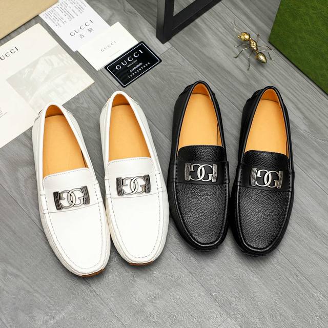 商品商标：Gucci 古驰 休闲套脚鞋 正码码数: 38-45 商品材料：精选荔纹牛皮鞋面 猪皮内里 橡胶大底