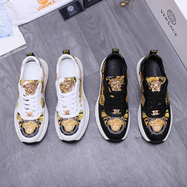 商品商标：Versace 范思哲 休闲鞋 正码码数: 38-44 商品材料：精选牛皮拼接透气鞋面 羊皮内里 橡胶大底