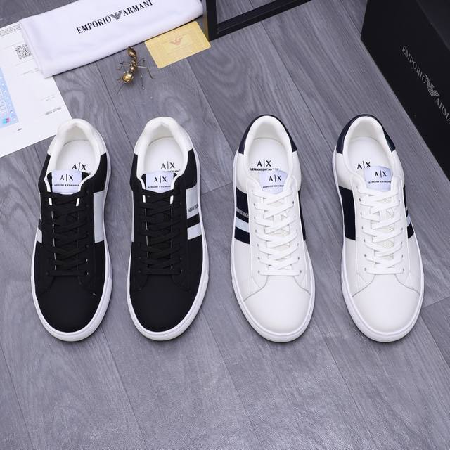 商品商标：Armani 阿玛尼 休闲板鞋 正码码数: 38-45 商品材料：精选牛皮鞋面 羊皮内里 橡胶大底