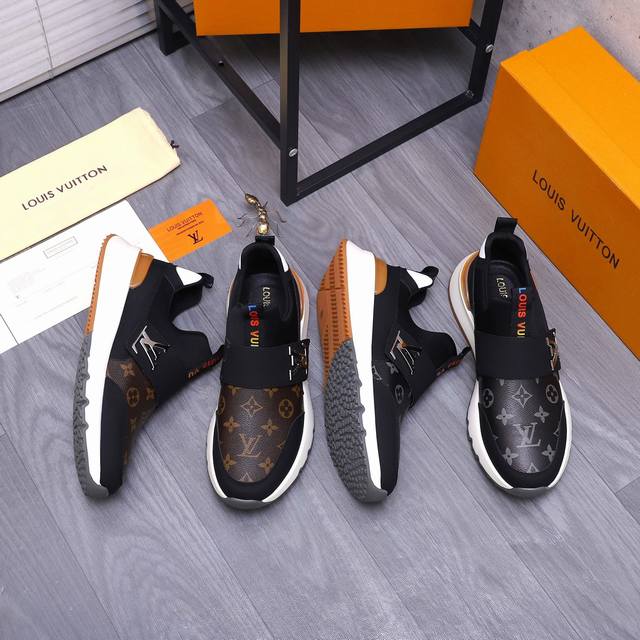 商品商标：Louis Vuitton 路易威登 休闲鞋 正码码数: 39-44 45定做不退换 商品材料：精选 牛皮拼接鞋面 牛皮鞋垫 弹力布内里 橡胶大底