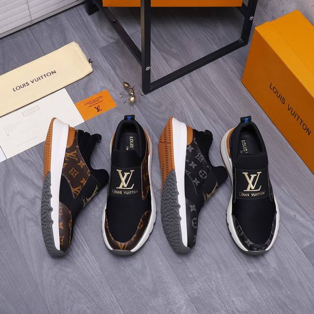 商品商标：Louis Vuitton 路易威登 休闲鞋 正码码数: 39-44 45定做不退换 商品材料：精选 牛皮拼接鞋面 牛皮鞋垫 弹力布内里 橡胶大底