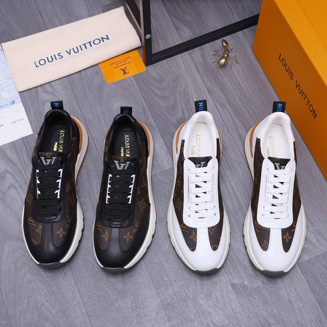 商品商标：Louis Vuitton 路易威登 休闲鞋 正码码数: 39-45 商品材料：精选 牛皮拼接鞋面 羊皮内里 橡胶大底