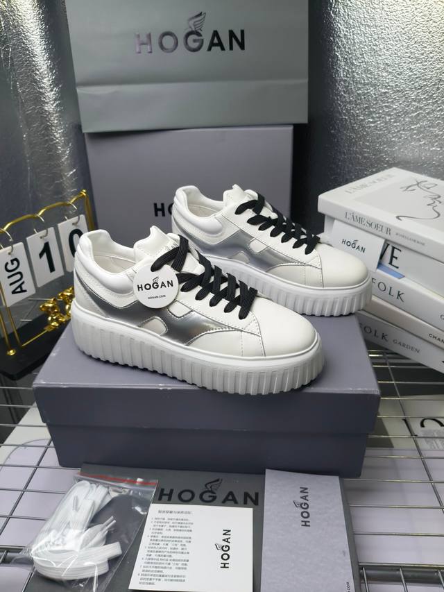 Hogan P: 情侣款,Size:女35-40.男39-44 .45定做 Hogan 霍根最新饼干鞋，厚底鞋，飞艇鞋，情侣款男女同款 小红书打卡款~~~增高6