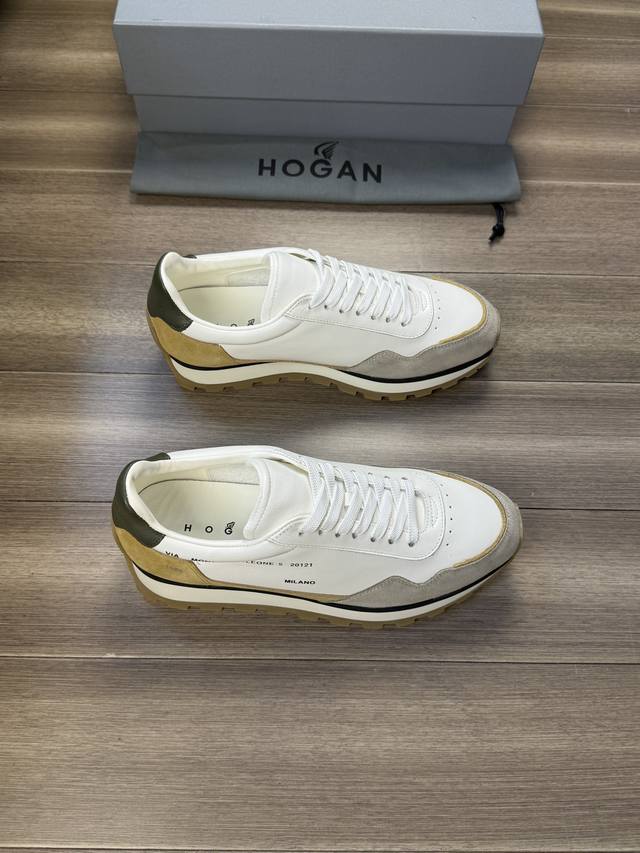 工厂价 Hogan 霍根 -高端品质 原单 -鞋面：进口纳帕小牛皮、反绒小牛皮、鞋身丝印品牌图腾、后跟空压品牌logo -内里：水染牛皮 -大底：超轻耐磨绒 橡