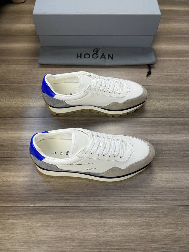 工厂价 Hogan 霍根 -高端品质 原单 -鞋面：进口纳帕小牛皮、反绒小牛皮、鞋身丝印品牌图腾、后跟空压品牌logo -内里：水染牛皮 -大底：超轻耐磨绒 橡