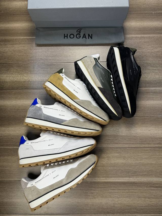 工厂价 Hogan 霍根 -高端品质 原单 -鞋面：进口纳帕小牛皮、反绒小牛皮、鞋身丝印品牌图腾、后跟空压品牌logo -内里：水染牛皮 -大底：超轻耐磨绒 橡