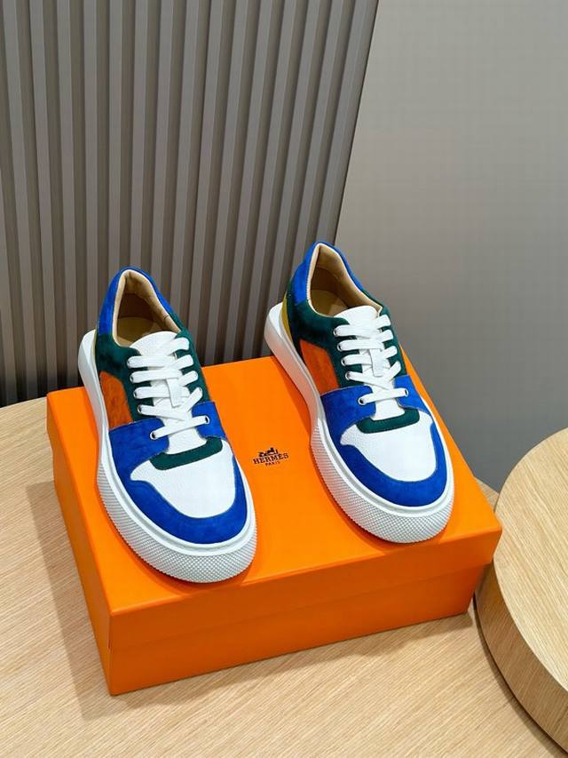 Hermes 顶级p: Size:39-44 38.45定制 爱马仕haru厚底德比鞋 小牛皮拼色德比鞋，超大鞋底，打造混搭都市风格。 牛皮拼接帆布，黑 白色橡