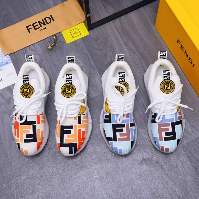 商品商标：Fendi 芬迪 休闲鞋 正码码数: 38-44 商品材料：精选 牛皮拼接透气鞋面 网布内里 橡胶大底