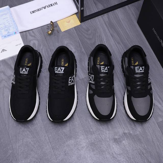 实价 商品商标：Armani 阿玛尼 休闲鞋 正码码数: 38-44 商品材料：精选反绒牛皮拼接透气鞋面 牛皮鞋垫 网内里 橡胶防滑大底