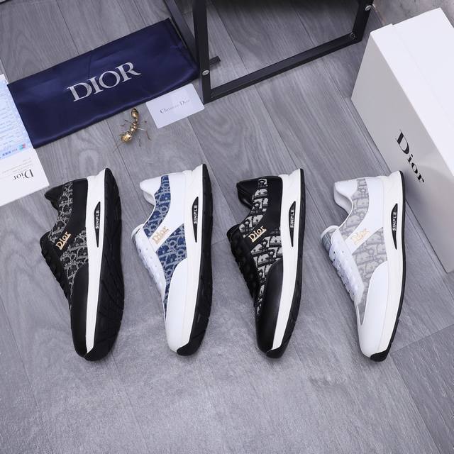 商品商标：Dior 迪奥 休闲鞋 正码码数: 38-44 商品材料：精选牛皮拼接透气鞋面 羊皮内里 橡胶大底