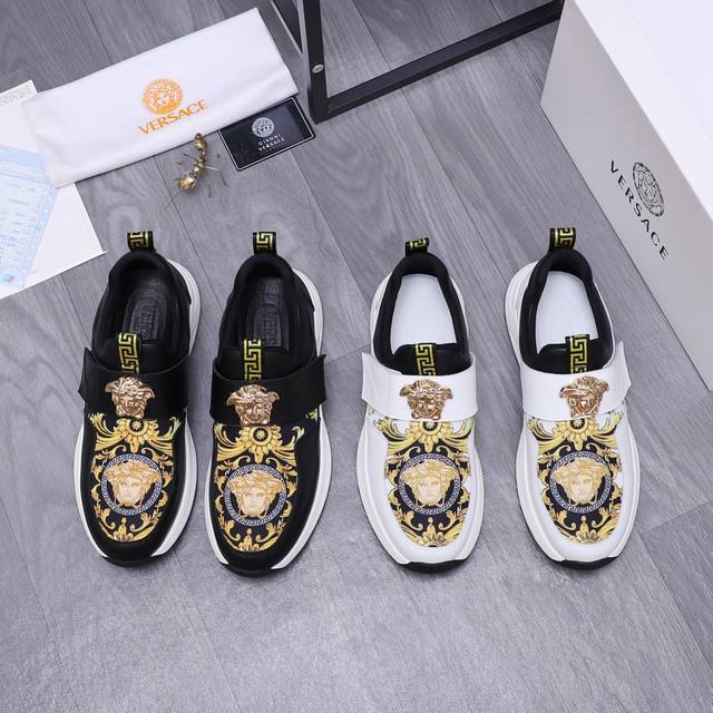 商品商标：Versace 范思哲 休闲鞋 正码码数: 38-44 商品材料：精选牛皮拼接透气鞋面 羊皮内里 橡胶大底