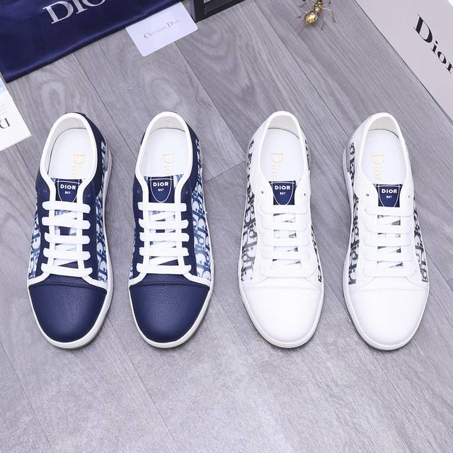 商品商标：Dior 迪奥 休闲鞋 正码码数: 38-44 商品材料：精选牛皮拼接透气鞋面 羊皮内里 原版大底