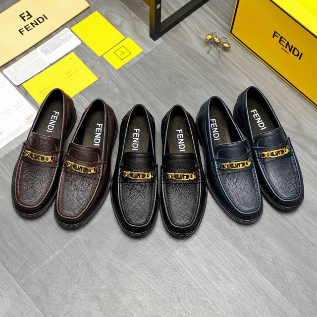 商品商标：Fendi 芬迪 套脚皮鞋 正码码数: 38-45 商品材料：精选 荔纹牛皮鞋面 牛皮内里 原版大底