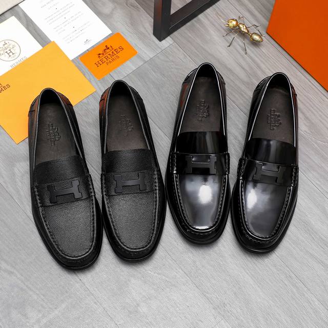 商品商标：Hermes 爱马仕 休闲套脚皮鞋 正码码数: 39-45 商品材料：精选珠光牛皮鞋面 牛皮内里 原版大底