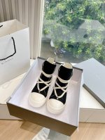 G0135代购级别rick Owens 瑞克 欧文斯24秋冬情侣系列edfu全粒面小牛皮复古运动鞋高帮休闲鞋细带 面料：原版牛仔 内里：羊皮 尺码：35~43女
