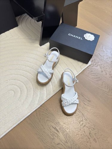 Chanel 25C双C编织链条凉鞋新编织面料编织鞋面 内里羊皮 原版大底Size:35-39 其他码数定做