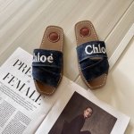 出厂价： Chloe 克洛伊顶级专柜 最高限定官网上新 全球首发 克洛伊CHloe 24初夏-牛仔布系列交叉拖 Chloe拖 chloe潮鞋时装周新款 太古里街