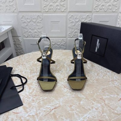 YSL.顶级版本.高品质. 配置全套包装2025新款 官网同步 1:1开模 水钻装饰凉鞋鞋面：真丝内里：羊皮跟高: 10.5cm大底：A级原版黑色真皮大底 码数
