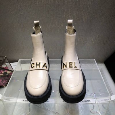 靴子 顶级品质 Chane*小香24B秋冬新品黑金字母乐福鞋～厚底松紧切尔西短靴原版定制黑金凸面立体五金扣 百搭有调性 超级好穿的一双厚底靴 ！ 鞋面：小牛皮