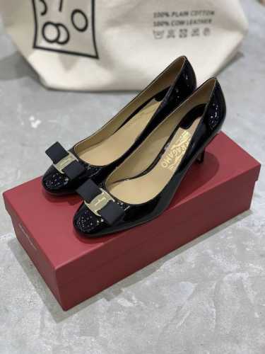 冲量价 长期现货sf Salvatore Ferraga*O 菲拉*慕 扁头圆头细跟高跟鞋，原版1:1顶级定制灵活百搭的优雅高跟鞋饰有标志性vara蝴蝶结和fe
