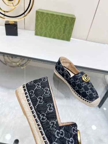 冲量价: 新色早春gucci 古奇经典logo标识帆布渔夫鞋，草编鞋采用双g进口布料 品牌双g字母交叉织图案颜色在每一季都会焕然演绎，通过更多新鲜瞩目的材质和设