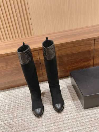 麂皮 Chanel 香奈儿23新款 骑士靴菱格长靴 小牛油皮面、麂皮拼羊皮 ，两个材质可选 羊皮内里，意大利进口牛皮大底 Size：35-39 40 41定做不