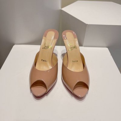 顶级版 原版盒 Christian Louboutin 2024S原版做货重工cl经典漆皮鱼嘴高跟拖鞋～ 鞋面：黑于红的极致冲突，完美诠释正装高跟鞋的经典，楦型