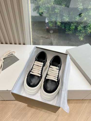 G0135代购级别rick Owens 瑞克 欧文斯24秋冬情侣系列edfu全粒面小牛皮复古运动鞋高帮休闲鞋细带 面料：原版牛皮 内里：羊皮 尺码：35~43女