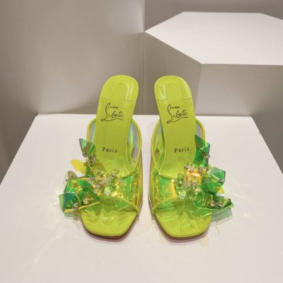 顶级版 原版盒拖鞋款P380 christian Louboutin | 2024S原版做货重工Cl全新设计秀款高跟凉鞋～霉霉同款 开运神器！ 鞋面: 原版订制
