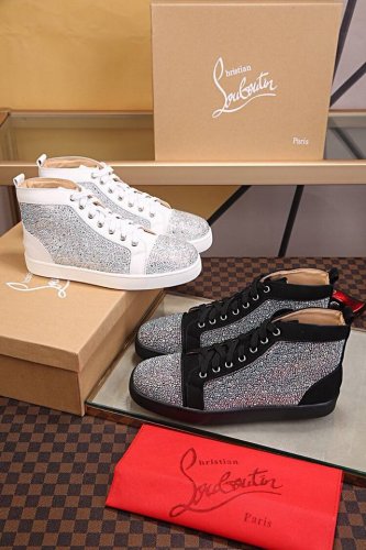 出厂价 Christian Louboutin Cl红底鞋 专柜烫钻系列，高帮情侣休闲板鞋 独家热款发布活动乳胶垫脚成品大底车线女35-40#男38#-46,全