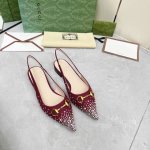 Gucci 古驰 25新款钻面平跟凉鞋 单鞋面料：布内里:羊皮大底：意大利真皮大底跟高：1.5cm码数：35-42