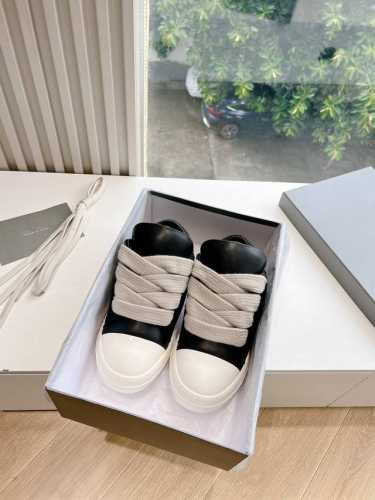 G0135代购级别rick Owens 瑞克 欧文斯24秋冬情侣系列edfu全粒面小牛皮复古运动鞋休闲鞋 面料：原版牛皮 内里：羊皮 尺码：35~43女码 40
