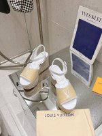 p510 louis Vuitto L驴家 2024年新款 厚底麻绳坡跟凉鞋 拉菲草编高跟凉鞋 后跟11Cm 和9Cm 前底都是6Cm 正码:35-39订做34